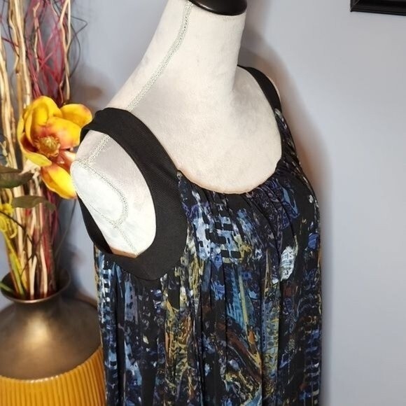 Vivienne Tam City Scape Blue Combo Dress Size Medium NWT - Picture 13 of 15
